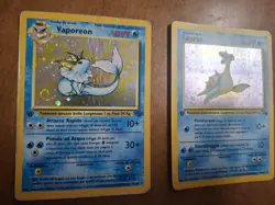 2 Carte Holo Pokemon Lapras 10/62 Fossil Vaporeon 12/64 Jungle prima edizione IT - Image 5