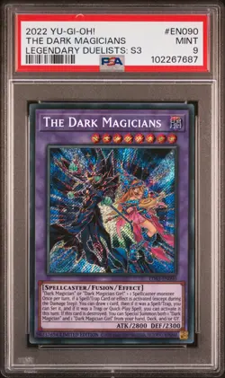 2022 YU-GI-OH! LEGEND DUELISTS: SEASON 3 #EN090 THE DARK MAGICIANS PSA 9 - Image 1