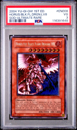 PSA 3 1ST EDITION Ultimate Rare Horus Black Flame Dragon LV8 SOD-EN008 YUGIOH - Image 1