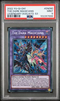 2022 YU-GI-OH! LEGEND DUELISTS: SEASON 3 #EN090 THE DARK MAGICIANS PSA 9 - Image 1