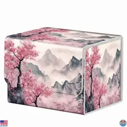 Pink Trees & Mountains Magnet Card Case Deck Box - Holds 200 MTG & TCG Cards - Image 1