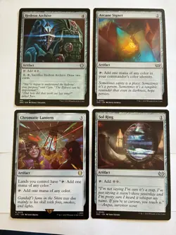 MTG Commander 4 card lot NM reg - Sol Ring, Arcane Signet, Chromatic Lantern - Image 1