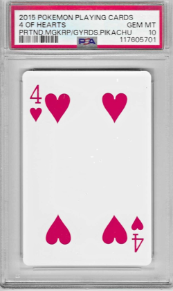 POKEMON PRETEND MAGIKARP/GYARADOS 4 OF HEARTS PLAYING CARD PSA 10 GEM MINT - Image 1