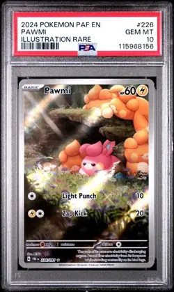 2024 Pokemon PAF EN Pawmi PSA 10 GEM FULL ART ILLUSTRATION RARE 226/091 - Image 1