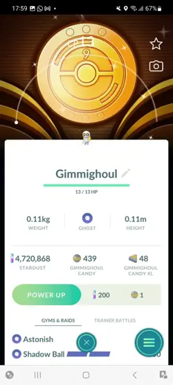Pokemon Go Shiny Gimmighoul ( Background) ( Stage 1 ) - Image 1