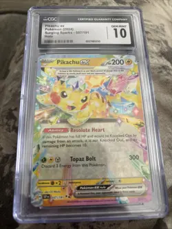 Pikachu ex 057/191 Sv08: Surging Sparks Holo - CGC 10 Gem Mint - Pokemon - Image 1