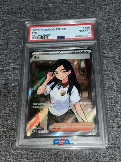 2025 Pokemon Prismatic Evolutions Eri 136/131 Ultra Rare PSA 8 - Image 1