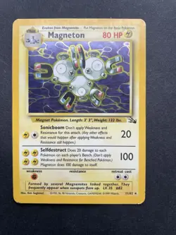 Vintage 90s Pokemon TCG Magneton Fossil Rare Holo Card 11/62 - Image 1