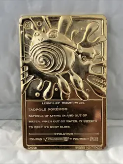 Pokemon 1999 23k Gold Plated Trading Card Burger King Promo #61 Poliwhirl - Image 2