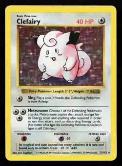 Clefairy 5/102 Holo Rare Base Set (Shadowless) Pokemon Card - Image 1