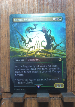 MTG Compy Swarm *BORDERLESS FOIL* Jurassic World Collection 0009 NM - Image 2