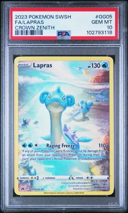 2023 POKEMON SWORD & SHIELD CROWN ZENITH #GG05 FULL ART/LAPRAS PSA 10 - Image 1