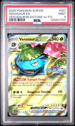 2025 POKEMON SCR EN-STELLAR CROWN #001 VENUSAUR EX PSA 9 - Image 1