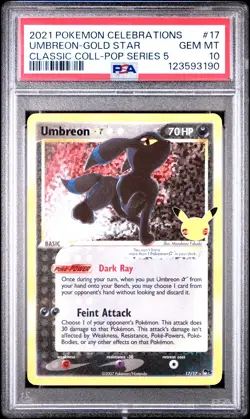 2021 POKEMON CELEBRATIONS CLASSIC COLL #17 UMBREON-GOLD STAR PSA 10 - Image 1