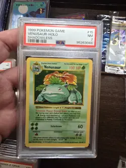1999 POKEMON BASE SET SHADOWLESS #15 VENUSAUR-HOLO PSA 7 - Image 1