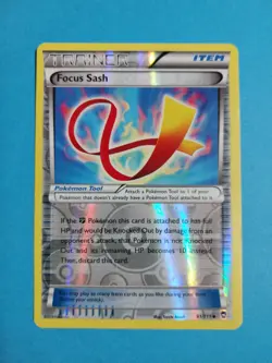 Pokemon Focus Sash Trainer Item Reverse Holo 91/111 Furious Fists - Image 1