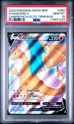2020 POKEMON SWSH BLACK STAR PROMO #050 CHARIZARD V PSA 10 - Image 1