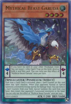 Yugioh! LP Mythical Beast Garuda - EXFO-EN023 - Ultra Rare - Unlimited Edition L - Image 1