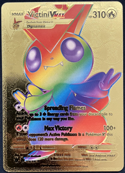 Victini Vmax Rainbow PH 310 165/163 Gold Foil Textured Display Card - Image 1