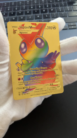 Victini Vmax Rainbow PH 310 165/163 Gold Foil Textured Display Card - Image 2