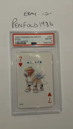 2000 Japanese Pokemon Entei 7 of Hearts #244 Playing Card PSA 8 - Image 1