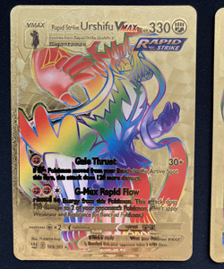 Urshifu Rapid Strike & Single Strike Vmax Rainbow Gold Foil Display Card - Image 3