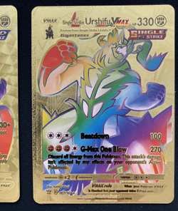 Urshifu Rapid Strike & Single Strike Vmax Rainbow Gold Foil Display Card - Image 4