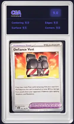 Paradox Rift Base Defiance Vest 162/182 Pokemon TCG Card - CGA 9.0 Digital Grade - Image 1