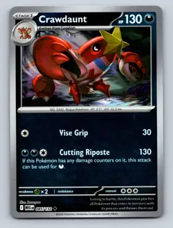 Crawdaunt Reverse Holo Mega Evolution #085/132 Pokemon Card - Image 1