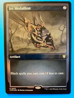 MTG 1x FOIL ETCHED Jet Medallion 610 Commander Masters Magic the Gathering x1 NM - Image 1