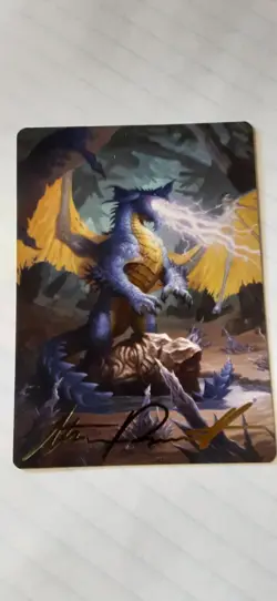 MTG Art Series Blue Dragon #73 GOLD SIGNATURE Adventures in the Forgotten Realms - Image 1