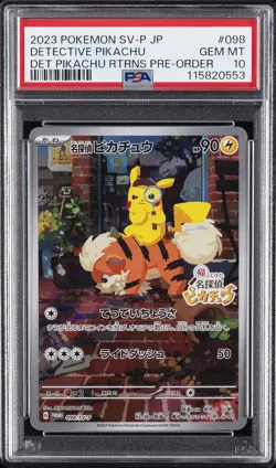 2023 POKEMON JPN SV-P PROMO #098 DETECTIVE PIKACHU PSA 10 - Image 1