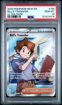 2023 POKEMON MEW EN-151 ULTRA RARE #194 BILL'S TRANSFER PSA 10 - Image 1