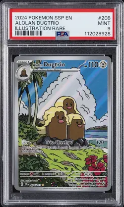 2024 POKEMON SSP EN-SURGING SPARKS ILLUSTRATION RARE #208 ALOLAN DUGTRIO PSA 9 - Image 1