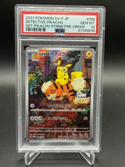2023 POKEMON JAPANESE SV-P PROMO #098 DETECTIVE PIKACHU | PSA 10 - Image 1