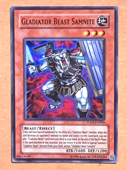 yugioh TU01-EN004 GLADIATOR BEAST SAMNITE SUPER RARE Near Mint - Image 1