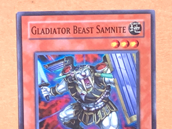 yugioh TU01-EN004 GLADIATOR BEAST SAMNITE SUPER RARE Near Mint - Image 2
