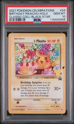 PSA 10 Birthday Pikachu 24 Celebrations Classic Holo Pokemon Card - Gem Mint - Image 1