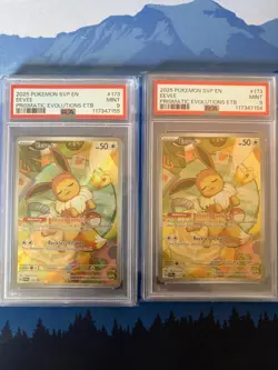 Prismatic Evolutions ETB Black Star Promo Eevee SVP SV 173 PSA 9 (2 cards!) - Image 1