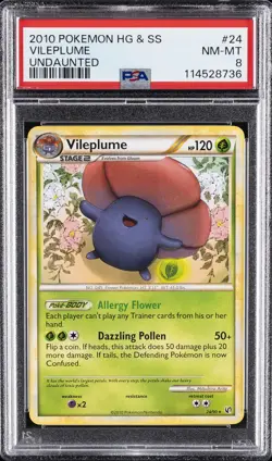 2010 POKEMON HEARTGOLD & SOULSILVER UNDAUNTED #24 VILEPLUME PSA 8 - Image 1