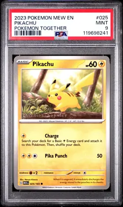 2023 POKEMON MEW EN-151 POKEMON TOGETHER #025 PIKACHU PSA 9 - Image 1