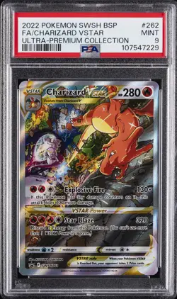 2022 POKEMON SWSH BLACK STAR PROMO #262 FULL ART/CHARIZARD VSTAR PSA 9 - Image 1
