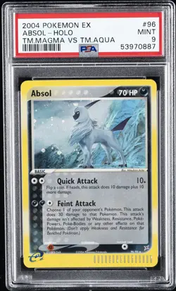 2004 POKEMON EX TEAM MAGMA VS TEAM AQUA #96 ABSOL-HOLO PSA 9 - Image 1