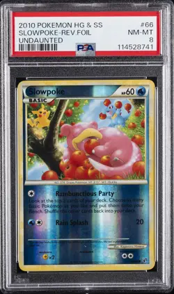 2010 POKEMON HEARTGOLD & SOULSILVER UNDAUNTED #66 SLOWPOKE-REVERSE FOIL PSA 8 - Image 1
