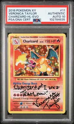 2016 POKEMON XY EVOLUTIONS #11 CHARIZARD-HOLO PSA AUTHENTIC AUTO 10 - Image 1
