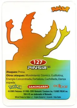 PINSIR #127 LAMINCARD COLECCION POKEMON LAMINCARDS 2005 EDIBAS (USADA) - Image 2