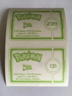 STICKER POKEMON HOLO FOIL N°131 LAPRAS N°239 ELEKID MERLIN TOPPS SERIE 2005 - Image 2