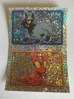 STICKER POKEMON HOLO FOIL N°231 POOCHYENA N°218 SLUGMA MERLIN TOPPS SERIE 2005 - Image 1