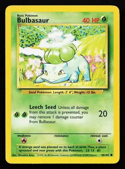 Bulbasaur 44/102 Common Base Set Pokemon Card - Image 1