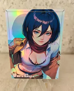 Mikasa Ackerman Trading Card Waifu Goddess Story Anime Girl holo Karte Manga - Image 1